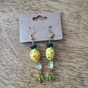 Handmade Yellow Pineapple Dangle Earrings